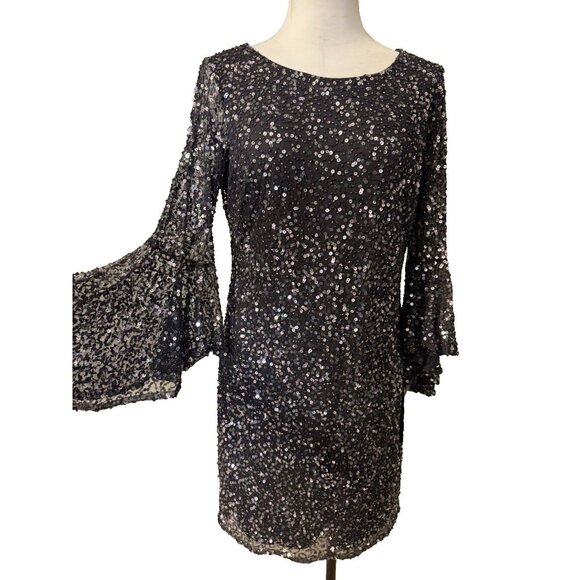 Pisarro Nights Eggplant Formal Sequin Beaded Sheath Dress Size 22W Party NEW - Picture 4 of 13
